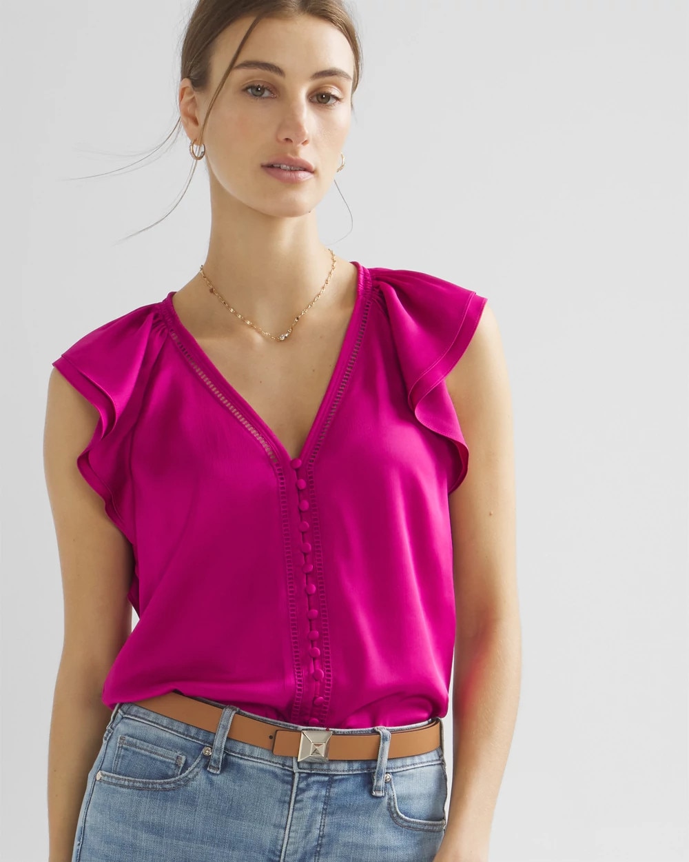Mayoral Flutter Sleeve Ribbed Top in Off White